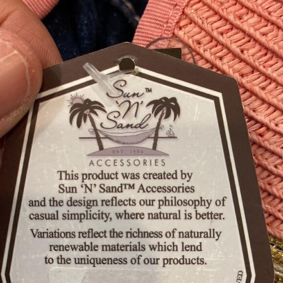 Sun n Sand Straw Visor With Hook And Hoop Closure In Pink And Gold - Picture 5 of 12